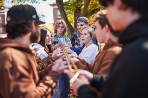 student outdoor course activity